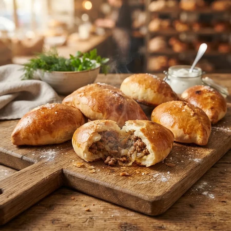 Пирожок с мясом — Сочная мясная начинка в золотистом тесте